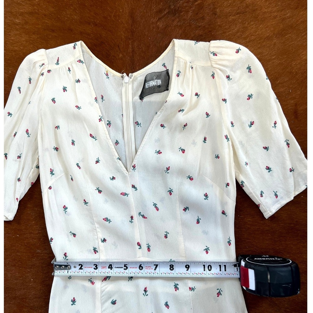 Reformation Floral V-Neck Short Sleeve Mini Dress 4 - Picture 9 of 12
